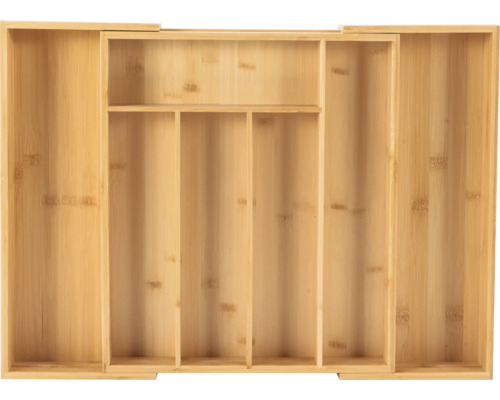 Organisateur de tiroir en bambou avec compartiments variables pour ustensiles de cuisine