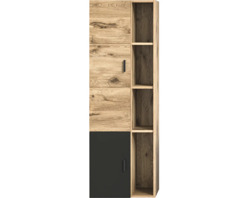 Xonox.home Hochschrank Grado BxHxT 44 x 144 x 35 cm Frontfarbe nox oak/grau Hoher Schrank mit Regalen und Tür