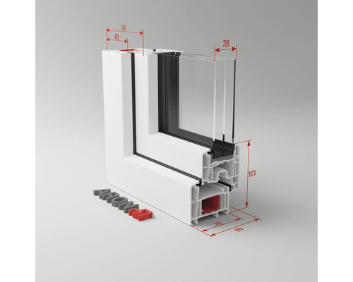 Fensterprofil mit Massangaben