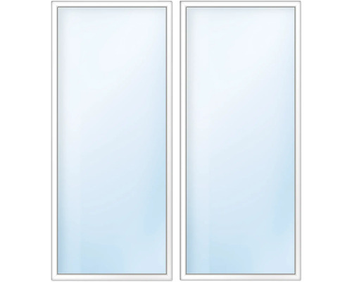 ARON Kunststofffenster 2 Flügelig (Dreh-Kipp/Dreh-Kipp) mit festem Pfosten weiss 1350 mm x 2000 mm