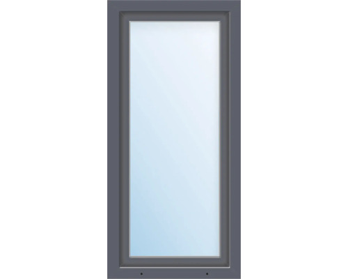 Fenêtre plastique ARON Basic+ 1 vantail (oscillo-battant) verre de sécurité trempé 50x160 cm RAL 7016 gris anthracite signalisation tirant gauche