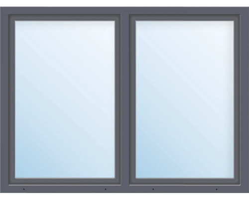 Fenêtre plastique ARON Basic+ 2 vantaux (oscillo-battant/oscillo-battant) avec poteau fixe 105x70 cm RAL 7016 gris anthracite tirant gauche