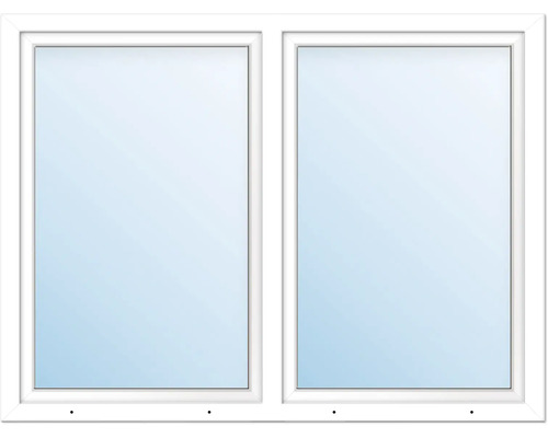 Fenêtre plastique ARON Basic+ 2 vantaux (oscillo-battant/oscillo-battant) avec poteau fixe 135x65 cm RAL 9016 blanc signalisation