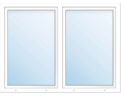 ARON Kunststofffenster 2 Flügelig (Dreh-Kipp/Dreh-Kipp) mit festem Pfosten weiss 1400 mm x 1700 mm