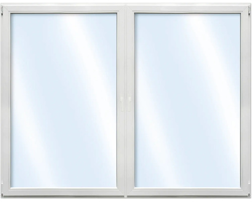 Fenêtre plastique ARON Basic+ 2 vantaux (oscillo-battant/oscillo-battant) avec poteau fixe 105x105 cm RAL 9016 blanc signalisation