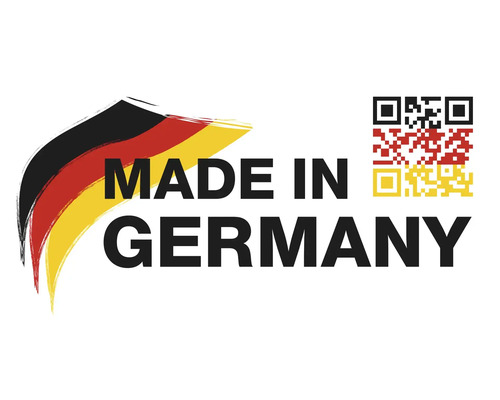 Hergestellt in Deutschland Kennzeichen mit QR-Code