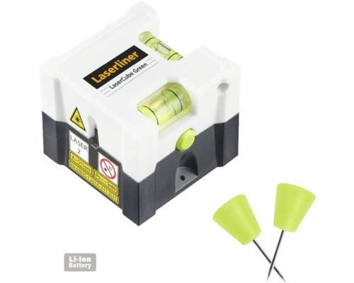Laserliner LaserCube Green Laser Wasserwaage mit zwei Nägeln