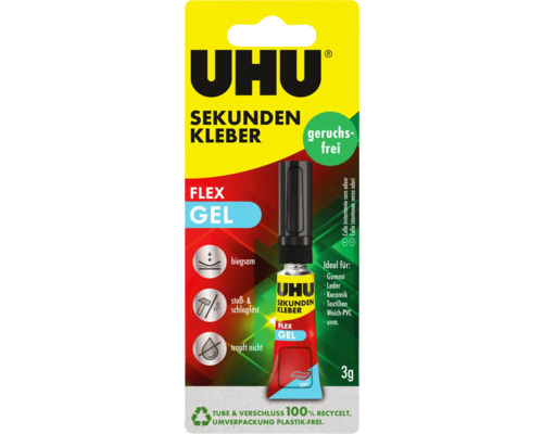 Colle universelle ultra-rapide UHU gel 3 g UHU colle instantanée Flex Gel, sans odeur, 3 grammes