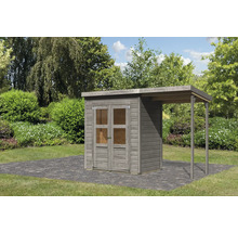 Abri de jardin Karibu Klosterburg 2 avec toit en appentis 329 x 142 cm gris