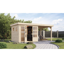 Gartenhaus Karibu Laharo 3,5 inkl. Anbaudach 2,4 m 491 x 262 cm natur