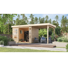Gartenhaus Karibu Laharo 3,5 inkl. Anbaudach 2,4 m 491 x 262 cm natur