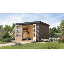 Gartenhaus Karibu Metalwood 5B Blech anthrazit 320,5 x 266,5 cm terragrau