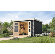 Gartenhaus Karibu Metalwood 5C Blech weiß 320,5 x 266,5 cm anthrazit