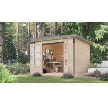 Gartenhaus Karibu Metalwood 2 6A Blech graualu 309 x 292,4 cm natur