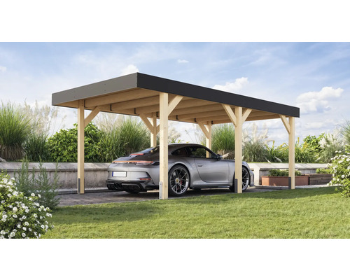 Einzelcarport Karibu Leimholz 1 312,5 x 487 cm natur