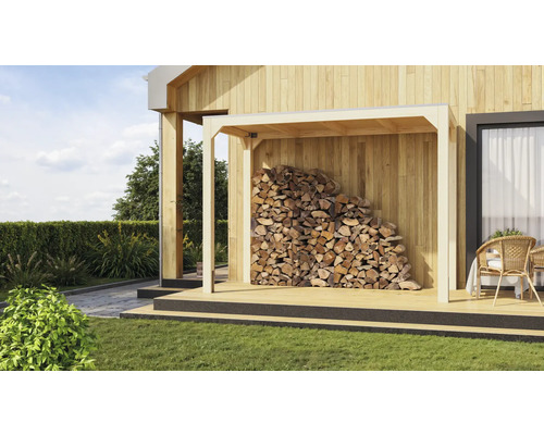 Pavillon Karibu Cubusso inkl. selbstklebender Dachfolie 320 x 160 cm natur