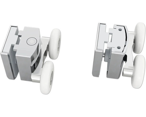 Deux galets de cabine de douche en métal et plastique