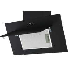 Hotte d''aspiration noire avec clapet ouvert pour visualiser le filtre