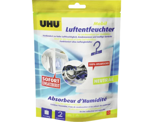 UHU airmax Déshumidificateur d'air mobile neutre 100 g Paquet de déshumidificateur mobile UHU