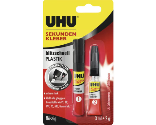 Colle instantanée UHU plastique 2 g + 3 ml