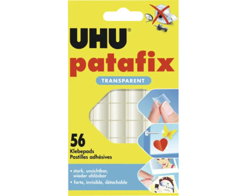 Patchs de colle UHU patafix transparents 1,2 x 12 cm 56 pièces