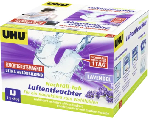 UHU airmax pastilles de recharge Ambiance lavande 2x 450 g Uhu Recharge déshumidificateur d''air avec parfum lavande, deux fois 450 grammes