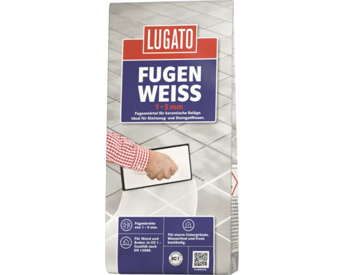 Mortier de jointoiement Lugato joint blanc 5 kg Lugato Joint Blanc mortier à joints pour revêtements céramiques 1-5 mm