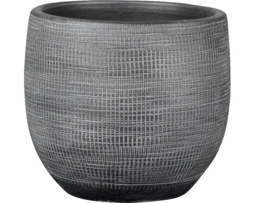 Pot de fleurs gris avec motif carré