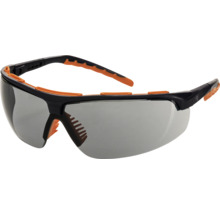 Schutzbrille mit grauen Gläsern und schwarzem Rahmen