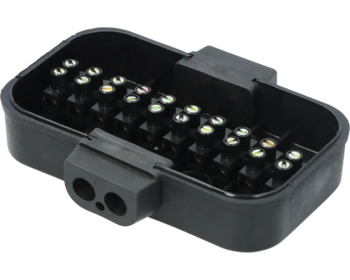 Boîte de connexion noire avec bornes à vis