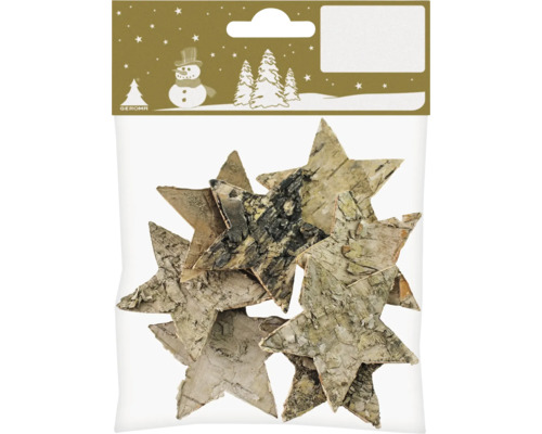 Weihnachtsdeko Rindensterne Ø 5 cm naturbelassen 8 Stk. Dekorative Sterne aus Birkenrinde in Verpackung