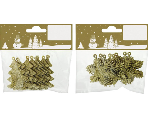 Weihnachtsbaum- und Schneeflockenanhänger im Doppelpack