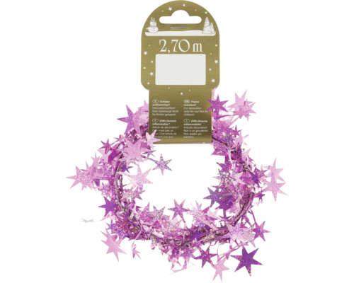 Guirlande de guirlandes violette de 2,70 mètres de long avec des étoiles pour décorations festives