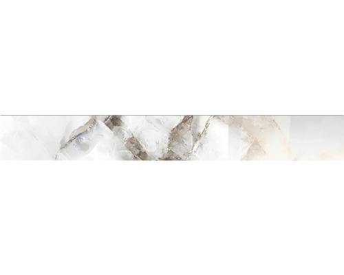 Plinthe de carrelage CRYSTAL white polished Lxlxe 8x60x1 cm Carreau de marbre avec veinure naturelle