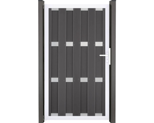 Portillon simple GroJa Merano tirant droit prémonté sans poteaux cadre argent 100 x 180 cm anthracite