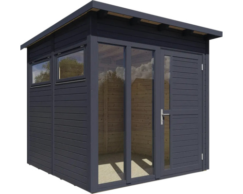 Abri de jardin en bois avec fenêtres et porte