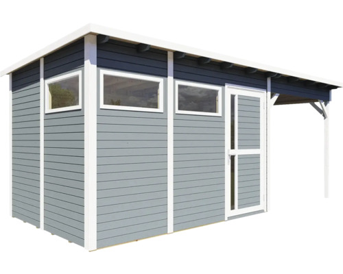 Abri de jardin en bois avec fenêtres et porte