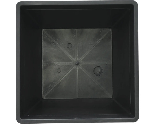 Schwarzer quadratischer Pflanztopf, Innenansicht.
