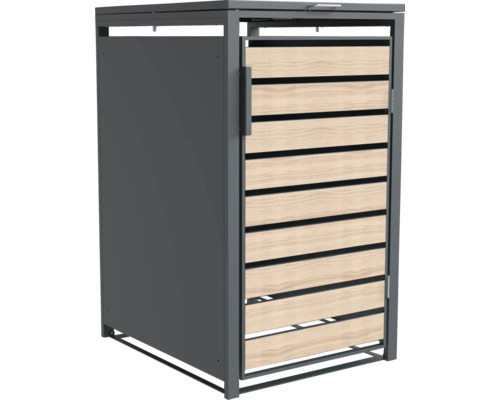 Cache-poubelle WESTMANN Lacina 1 avec ressorts pneumatiques 68 x 80 x 116 cm anthracite-aspect bois