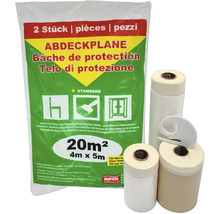 Bâche de protection en kit avec ruban de masquage et film