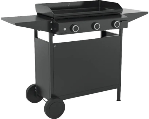 Chariot de barbecue à gaz avec trois brûleurs et deux surfaces de rangement