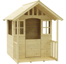 Holzspielhaus mit Tür, Fenstern und Veranda für Kinder