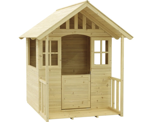 Holzspielhaus mit Tür, Fenstern und Veranda für Kinder