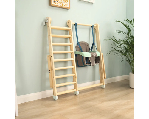 Structure d''escalade avec espalier et balançoire pour bébé en bois