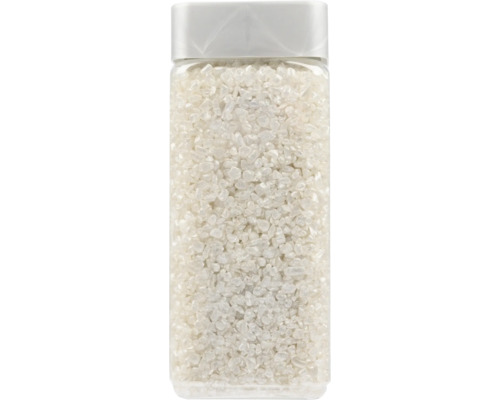 Gravillons décoratifs dans un récipient transparent