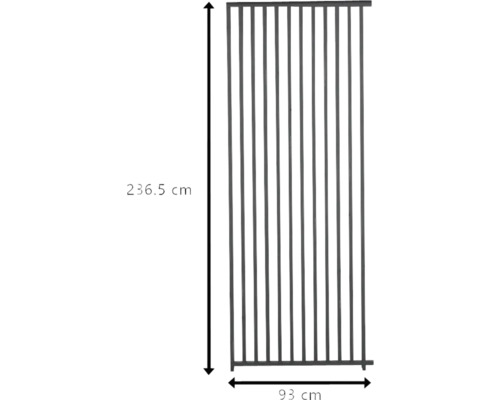 Élément de clôture avec des dimensions de 236,5 cm de hauteur et 93 cm de largeur.