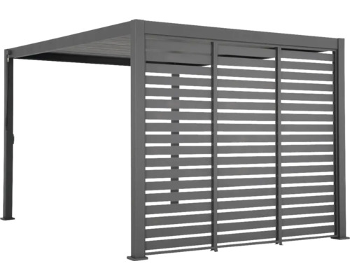 Pergola de jardin grise avec paroi à lamelles