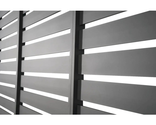 Panneaux de clôture d''intimité gris avec lamelles horizontales