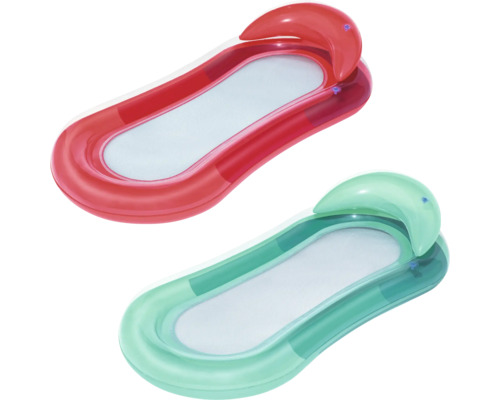 Zwei aufblasbare Poolliegen mit Kopfstütze und Netz