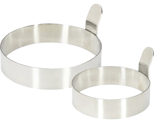 Deux cercles à œufs en métal avec poignée